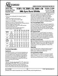 GS88018AT-250 datasheet: 250MHz 5.5ns 512K x 18 9Mb synchronous burst SRAM GS88018AT-250