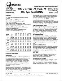 GS880E18AT-225I datasheet: 225MHz 6ns 512K x 18 9Mb sync burst SRAM GS880E18AT-225I