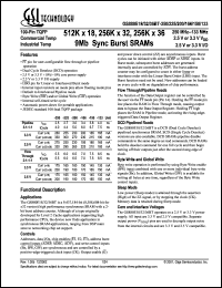 GS880E18BT-133I datasheet: 133MHz 8.5ns 512K x 18 9Mb sync burst SRAM GS880E18BT-133I