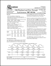 GS880Z18T-11 datasheet: 100MHz 11ns 512K x 18 8Mb pipelined and flow through sync NBT SRAM GS880Z18T-11