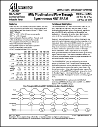 GS880Z18AT-200 datasheet: 200MHz 6.5ns 512K x 18 9Mb pipelined and flow through sync NBT SRAM GS880Z18AT-200