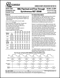 GS880Z18BT-225 datasheet: 225MHz 6ns 512K x 18 9Mb pipelined and flow through sync NBT SRAM GS880Z18BT-225