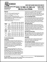 GS88118BT-225 datasheet: 225MHz 6ns 512K x 18 9Mb sync burst SRAM GS88118BT-225