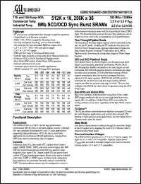 GS88218AB-150I datasheet: 150MHz 7.5ns 512K x 18 9Mb SCD/DCD sync burst SRAM GS88218AB-150I