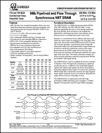 GS882Z18AB-133 datasheet: 133MHz 8.5ns 512K x 18 9Mb pipelined and flow through synchronous NBT SRAM GS882Z18AB-133
