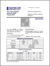 2N2222 datasheet: Chip: geometry 0400; polarity NPN 2N2222