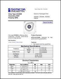 2N2483 datasheet: Chip: geometry 0307; polarity NPN 2N2483