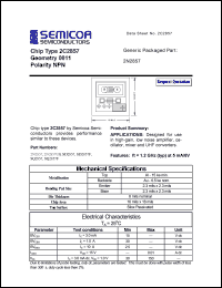 SD2857 datasheet: Chip: geometry 0011; polarity NPN SD2857