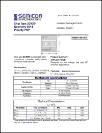 2N4260 datasheet: Chip: geometry 0014; polarity PNP 2N4260