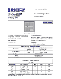 2N5002 datasheet: Chip: geometry 9202; polarity NPN 2N5002