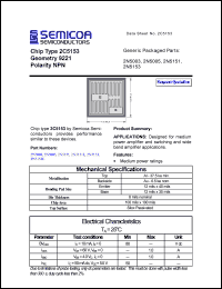 2N5153 datasheet: Chip: geometry 9221; polarity NPN 2N5153