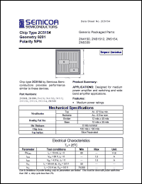 2N4150 datasheet: Chip: geometry 9201; polarity NPN 2N4150