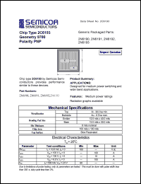 2N6192 datasheet: Chip: geometry 9700; polarity PNP 2N6192