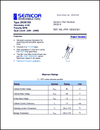 2N3019 datasheet: Chip: 7.0V; geometry 4500; polarity NPN 2N3019