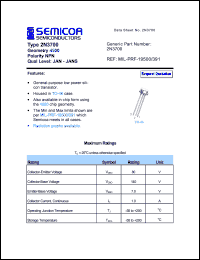 2N3700 datasheet: Chip: 7.0V; 1.0A; geometry 4500; polarity NPN 2N3700