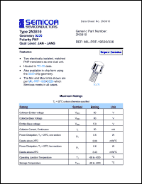 2N3810 datasheet: Chip: 5.0V; 50mA; geometry 0220; polarity PNP 2N3810