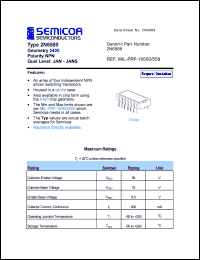 2N6989 datasheet: Chip: 6.0V; 800mA geometry 0400; polarity NPN 2N6989