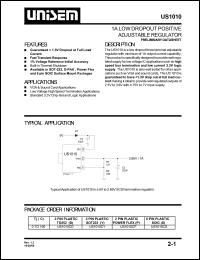 US1010CP datasheet: 3.3V dual 1A low dropout positive fixed output regulator US1010CP