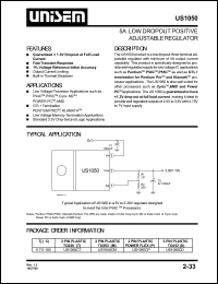 US1050CD datasheet: 3.3V dual 5A low dropout positive adjustable regulator US1050CD