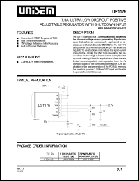 US1176CP datasheet: 3.3V dual 7.5A low dropout positive adjustable regulator with shutdown input US1176CP