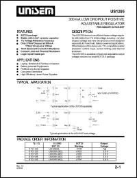 US1205-30CL datasheet: 3.0V dual 300mA low dropout positive adjustable regulator US1205-30CL