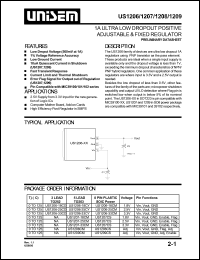 US1206-33CY datasheet: 3.3V dual 1A low dropout positive adjustable & fixed regulator US1206-33CY