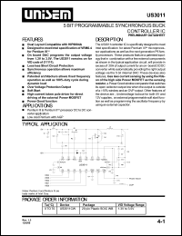 US3011CW datasheet: 1.3-3.5V 5-bit programmable synchronous buck controller IC US3011CW