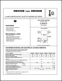 SM240B datasheet: Surface mount schottky barrier rectifier. Maximum recurrent peak reverse voltage 40 V. Maximum average forward rectified current 2.0 A. SM240B