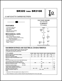 SR330 datasheet: Schottky barrier rectifier. Maximum recurrent peak reverse voltage 30 V. Maximum average forward rectified current 3.0 A. SR330