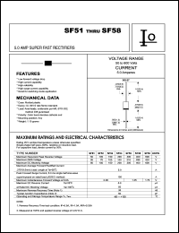 SF54 datasheet: Super fast rectifier. Maximum recurrent peak reverse voltage 200 V. Maximum average forward rectified current 5.0 A. SF54