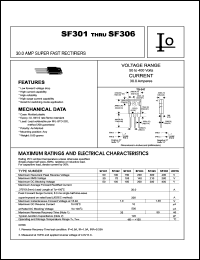 SF302A datasheet: Super fast rectifier. Negative CT. Maximum recurrent peak reverse voltage 100 V. Maximum average forward rectified current 30.0 A. SF302A