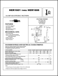 HER1603C datasheet: High efficiency rectifier. Positive CT. Maximum recurrent peak reverse voltage 200 V. Maximum average forward rectified current 16.0 A. HER1603C