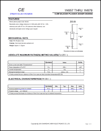 1N959 datasheet: 0.5W silicon planar zener diode. Zener voltage Vz = 8.2 V. Test current Izt = 15 mA. 1N959
