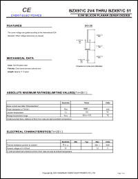 BZX97/C12 datasheet: Silicon planar zener diodes. 0.5 W. Zener voltage range Vznom = 12 V, Izt = 5 mA for Vzt. BZX97/C12