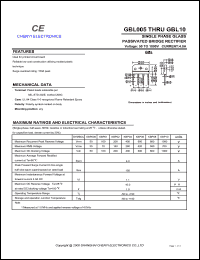 GBL01 datasheet: Single phase glass passivated bridge rectifier. Maximum recurrent peak reverse voltage 100 V. Maximum average forward rectified current 4.0 A. GBL01