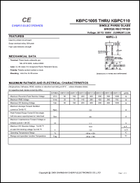 KBPC102 datasheet: Single phase glass bridge rectifier. Maximum recurrent peak reverse voltage 200 V. Maximum average forward rectified current 3.0 A. KBPC102