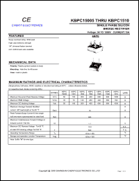 KBPC1501 datasheet: Single phase silicon bridge rectifier. Maximum recurrent peak reverse voltage 100 V. Maximum average forward rectified current 15 A. KBPC1501