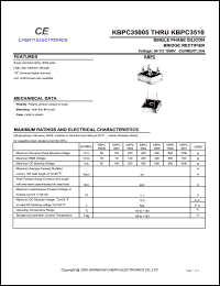 KBPC3504 datasheet: Single phase silicon bridge rectifier. Maximum recurrent peak reverse voltage 400 V. Maximum average forward rectified current 35 A. KBPC3504