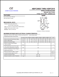 KBPC808 datasheet: Single phase silicon bridge rectifier. Maximum recurrent peak reverse voltage 800 V. Maximum average forward rectified current 8.0 A. KBPC808