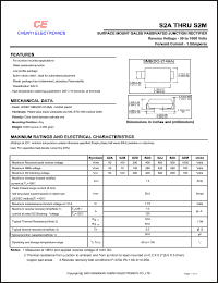 S2B datasheet: Surface mount galss passivated junction rectifier. Max recurrent peak reverse voltage Vrrm = 100 V. Max average forward rectified current I(av) = 1.5 A S2B