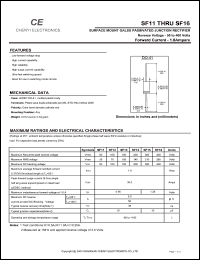 SF14 datasheet: Surface mount galss passivated junction rectifier. Max recurrent peak reverse voltage Vrrm = 200 V. Max average forward rectified current I(av) = 1.0 A SF14