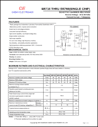 SR760 datasheet: Schottky barrier rectifier. Max repetitive peak reverse voltage 60 V. Max average forward rectified current 7.5 A. SR760