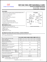SRF1040 datasheet: Schottky barrier rectifier (single chip). Max repetitive peak reverse voltage 40 V. Max average forward rectified current 10.0 A. SRF1040