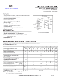 SRF1080 datasheet: Schottky barrier rectifier. Common cathode. Max repetitive peak reverse voltage 80 V. Max average forward rectified current 10.0 A. SRF1080