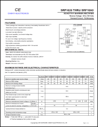 SRF1650 datasheet: Schottky barrier rectifier. Common cathode. Max repetitive peak reverse voltage 50 V. Max average forward rectified current 16.0 A. SRF1650