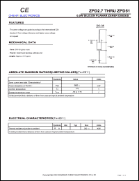 ZPD4.3 datasheet: 0.5W silicon planar zener diode. Zener voltage Vznom = 4.3 V. Izt = 5 mA. ZPD4.3