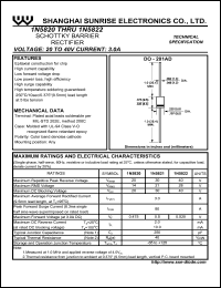 1N5821 datasheet: Schottky barrier rectifier. Max repetitive peak reverse voltage 30 V. Max average forward rectified current 3.0 A. 1N5821