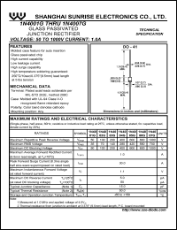 1N4007G datasheet: Glass passivated junction rectifier. Max repetitive peak reverse voltage 1000 V. Max average forward rectified current 1.0 A. 1N4007G