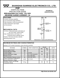 R2M datasheet: Over voltage protaction diode. Breakdown voltage voltage 135-150 V. Reverse surge current 1 A. R2M