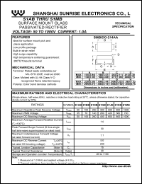 S1AB datasheet: Surface mount glass passivated rectifier. Max repetitive peak reverse voltage 50 V. Max average forward rectified current 1.0 A. S1AB